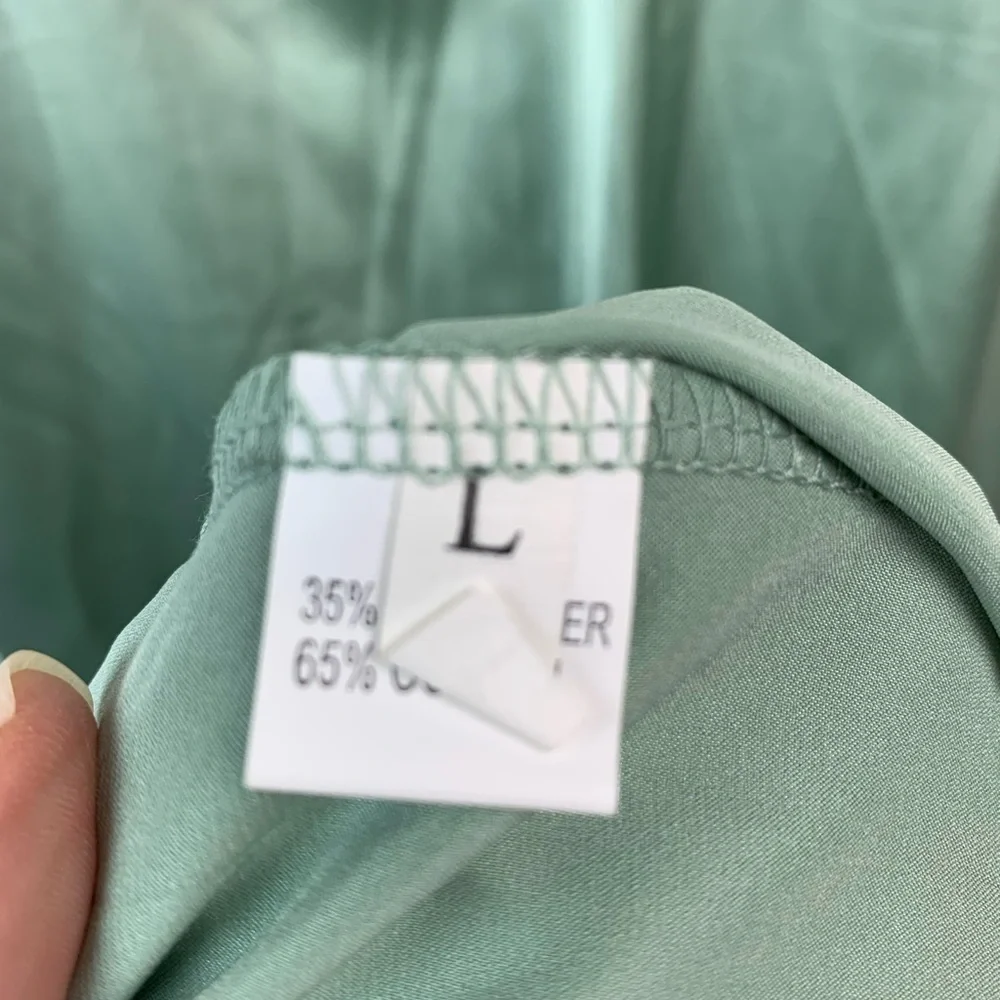 NWT Olive, mossy maxi slip dress, spaghetti strap deep V Neck thigh slit hem - Picture 11 of 12